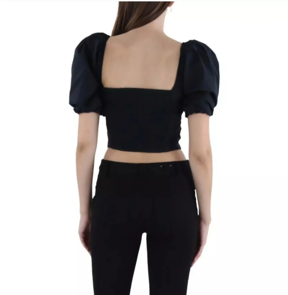 Abercrombie & Fitch Black Puff Sleeve Top Size Small
